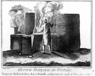 Glasmacherwerkstatt, aus der Enzyklopädie von Denis Diderot (1713-84)